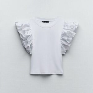BRAND NEW ZARA EMBROIDERED RUFFLED TOP